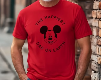 Camiseta de bolsillo "El papá más feliz del mundo", Camiseta "Mamá en la Tierra", Camiseta "Viaje a Disney", Camiseta "Mickey Minnie", Camisetas de regalo para mamá, Camisetas de regalo para papá