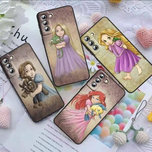 Cute Pets Disney Princesses Pet Phone Case For Samsung S24 S23 S22 S21 S20 FE S10 S10e S9 Ultra Plus Lite Black Soft Cover