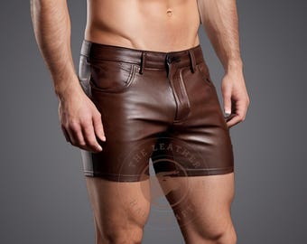 Handmade Brown Sheep Leather Shorts: Men&#39;s Booty Summer Shorts