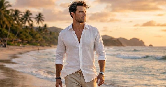 Linen Shirt For Men – Casual Summer Linen Shirt for Men– Gift for Men– Lightweight Breathable Shirt –Gift for Him – Long Sleeve Linen Top