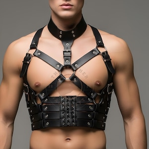Handmade Cosplay Leather Harness | Genuine Leather Cosplay Costume |  Premium Leather Rave Outfit | Handmade Leather Costume | Fetish Wear