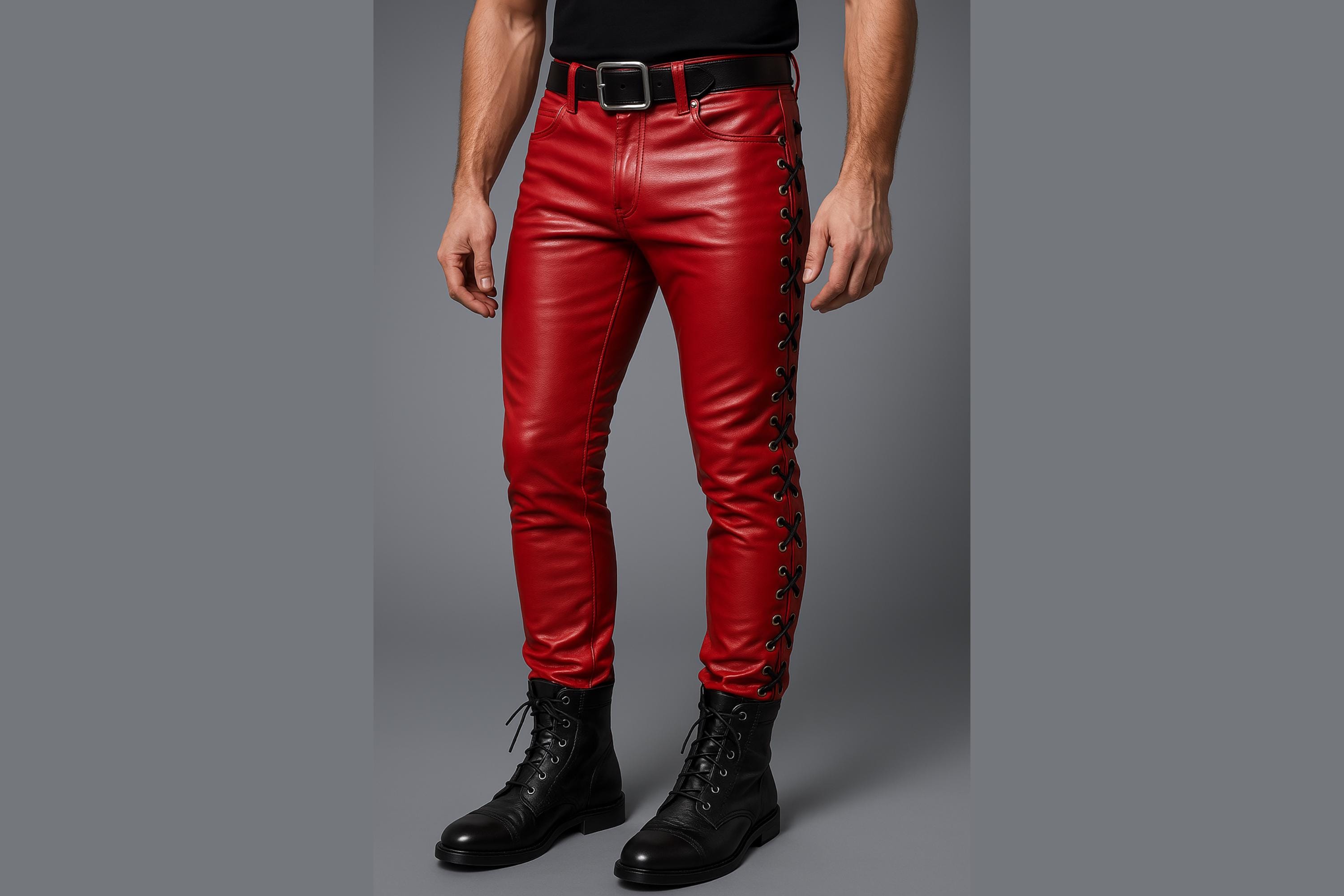 GUAPI / BLOOD RED HELL DRAGGER LEATHER PANT | PLUG