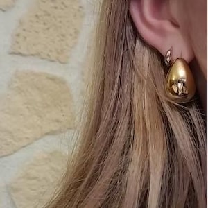 Vintage Thick Dome Earrings for Women Gold Plated Stainless Steel Teardrop Elegant Jewelry Chic Wedding Gift.