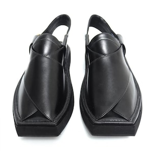 Phantom Black Sandals - Premium Leather Handmade Sandals  – Men’s Peshawari Chappal| Ethnic Pakistani Shoes