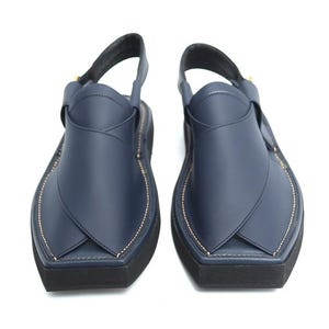 Blue Matt Sandals - Premium Leather Handmade Sandals  – Men’s Peshawari Chappal| Ethnic Pakistani Shoes