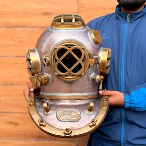 Vintage Rare Antique Diving Helmet | Navy Mark V Divers Diving Heavy Helmet | Deep Sea Divers Anchor Engineering Old Helmet | Best Gift