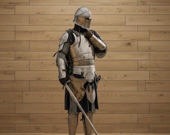 Handmade 18 Gauge Steel Barbuta Armor Suit - Knight LARP Cosplay