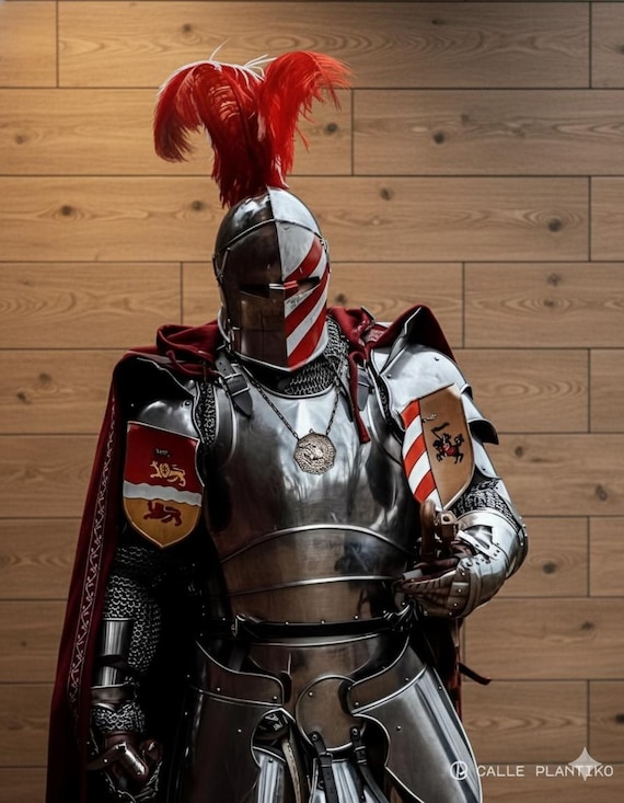 Medieval Knight Full Armor Set | Steel Barbuta, LARP Cosplay Costume