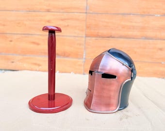 Capacete Barbuta Antigo em Cobre | Armadura Medieval de Cavaleiro em Aço Calibre 18