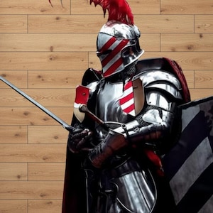 Medieval Knight Full Armor Set | Steel Barbuta, LARP Cosplay Costume image 7