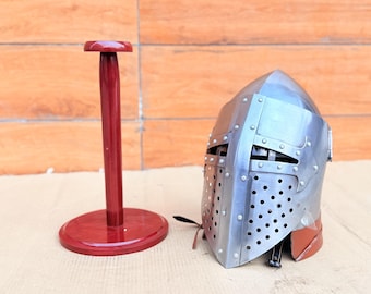 Capacete Barbuta Bascinete Medieval em Aço Calibre 18 | Armadura de Cavaleiro, Cosplay