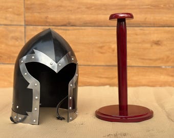 Capacete Barbuta Preto | Armadura Medieval de Cavaleiro em Aço Calibre 18