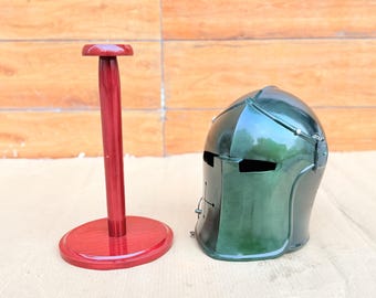 Green Steel Barbuta Helmet | Medieval Knight Armor, Cosplay LARP