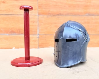 Capacete Barbuta Cinza | Aço Calibre 18, Armadura de Cavaleiro Medieval