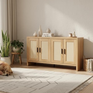 Mobile buffet in rattan con contenitore