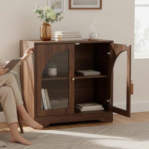 Mobiletto portaoggetti in noce di metà secolo