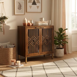 2-Door Mirrored Accent Cabinet