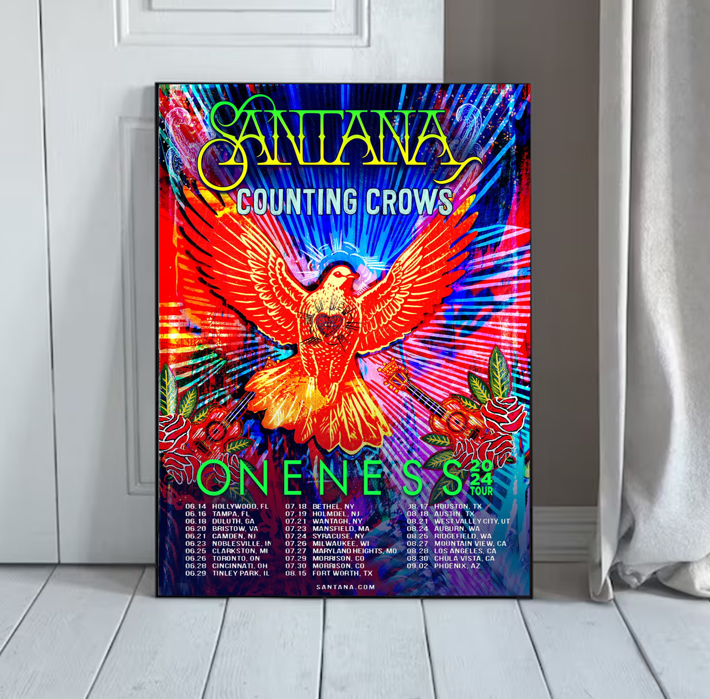 Carlos Santana and Counting Crows Tour 2024 Poster Etsy