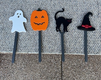Poly Halloween Yard Art  Ghost Bat Cat Witch Hat Jack o Lantern Pumpkin