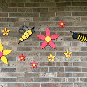 Mini Poly Wall Flowers, Set of 3, Fence Flowers, Yard Art, Fence Decor