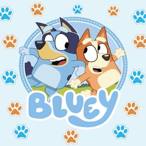 Bluey Stoff Blauer Hund Stoff Bluey und Bingo Stoff Süßer Cartoon Anime Stoff 100% Baumwolle zum Quilten Basteln durch den halben Hof