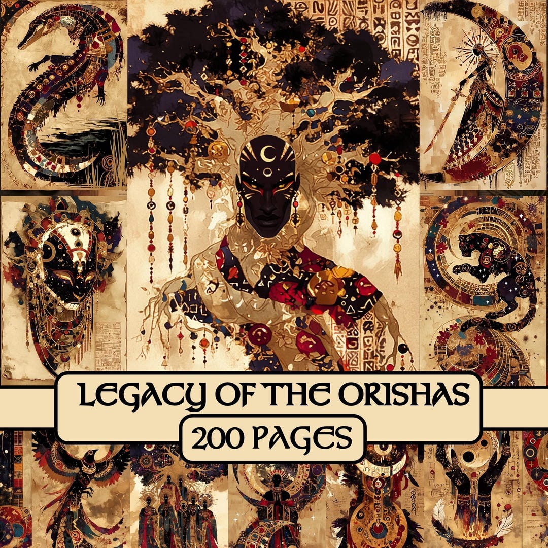 Orisha Ritual Staff Legacy of the Orishas, Junk Journal, Digital Paper, Africa, Grimoire ...