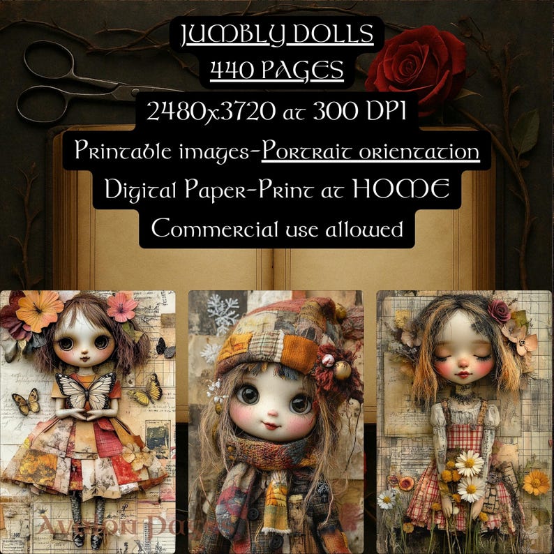 Jumbly Dolls Digital Journal Kit – Printable Junk Journal Ephemera ...