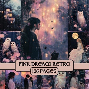 Pink Dream Retro junk journal kit, scrapbook paper, vintage, floral, printable , nostalgic, pink, retro, gothic, dreamy, romantic, shabby