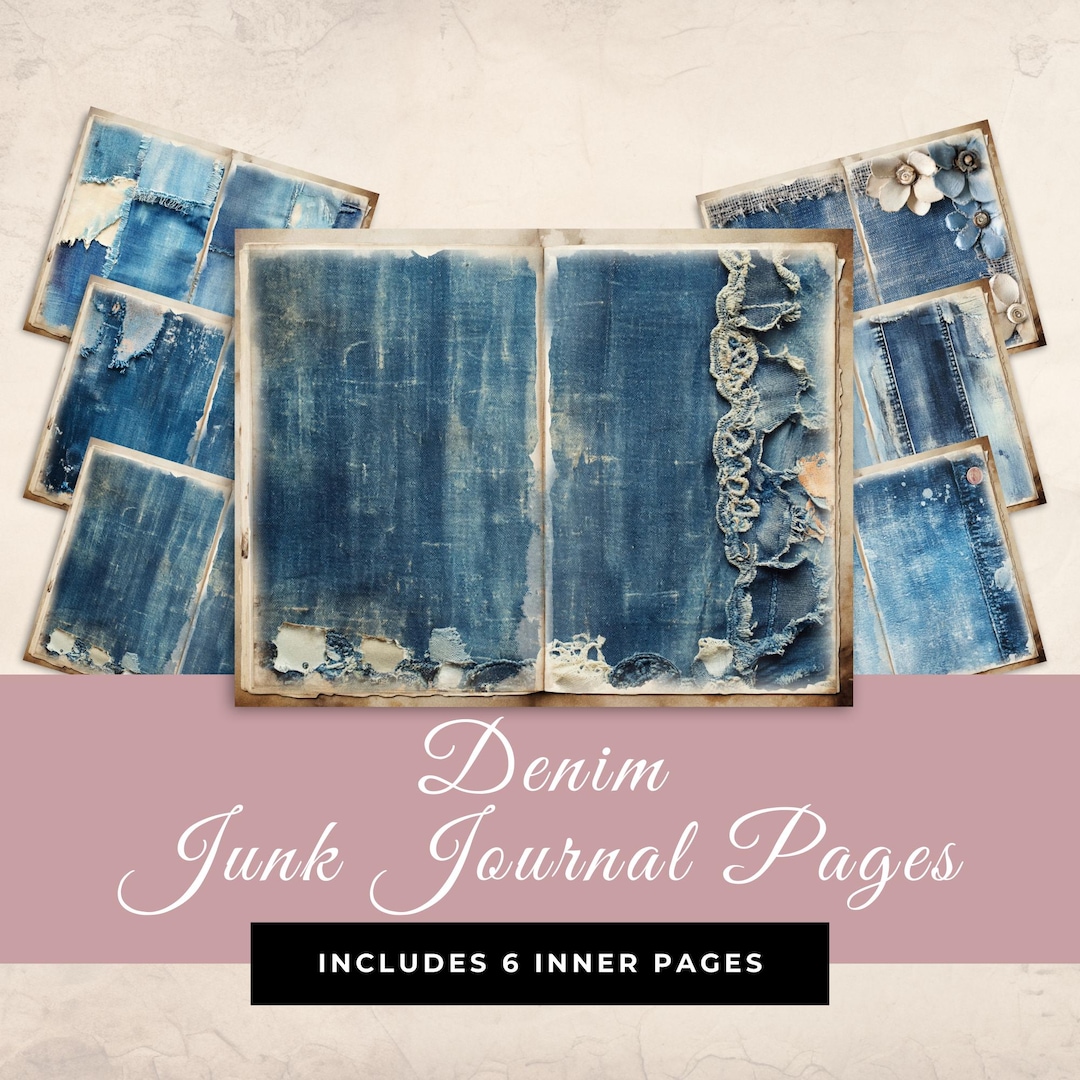 Denim Junk Journal Pages | Printable Digital Collage Sheets | Vintage ...