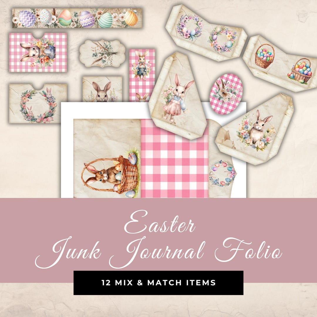 Easter Junk Journal Folio | Printable Kit | Vintage Ephemera | Spring ...