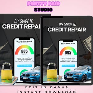 DIY Credit Repair Guide | Editable Canva Template | PLR eBook | Instant Download