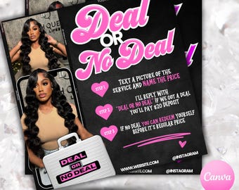 Deal or No Deal Flyer: Beauty Salon Promo Canva Template (1080x1080 px) (Digital Download