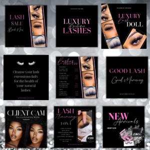 Lash Instagram Post Templates: Lash Tech Marketing Bundle (Canva Editable, Digital Download)
