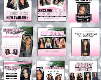 Hairstylist Instagram Post Templates: Wig & Braids Content (Canva Editable, Digital Download)