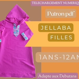 Moroccan djellaba pattern; girls' djellaba pattern; children's djellaba; PDF djellaba pattern template to easily print at home