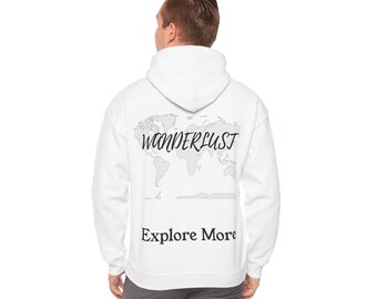 Wanderlust Adventure Hoodie: Unisex World Map Travel Sweatshirt