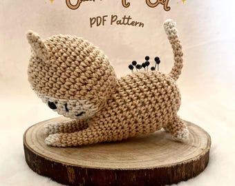 Cat Amigurumi Crochet Pattern, Amigurumi Pin Cushion, Adorable Cat Crochet Pattern, Low Sew Crochet Pattern, Plushie Pattern, Amigurumy