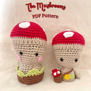 Low Sew Mushroom Amigurumi Pattern, Crochet Toy Tutorial, English PDF Instructions, Instant Download, Cute Plushie Handmade Design, Easy DIY