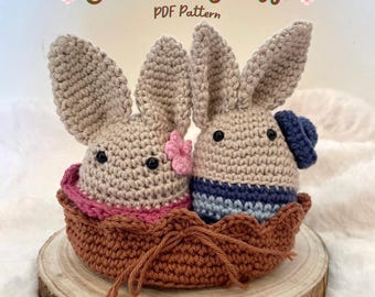 Wzór na szydełkowanie zajączka wielkanocnego, wzór na szydełkowanie jajek wielkanocnych, dekoracje wielkanocne, samouczek na szydełkowanie amigurumi wielkanocnych, Amigurumi zajączka