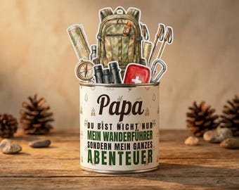 Papa Wanderer Geschenk-Set Druckvorlage Vatertag Geschenk DIY Hiking Dad Gift Duplo Chocolate Wrapper