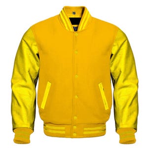 Personalized Men Varsity Letterman Bomber Jacket Custom Wool & Leather Jacket Retro College Style Unisex Football Varsity Jacket