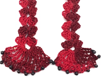 Crochet Drop Earrings with Beads.