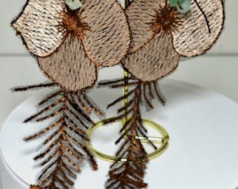 Australian Bush Earrings | Embroidered Tulle & Glass Bead Dangle Jewellery, Handmade Native Flora Gift