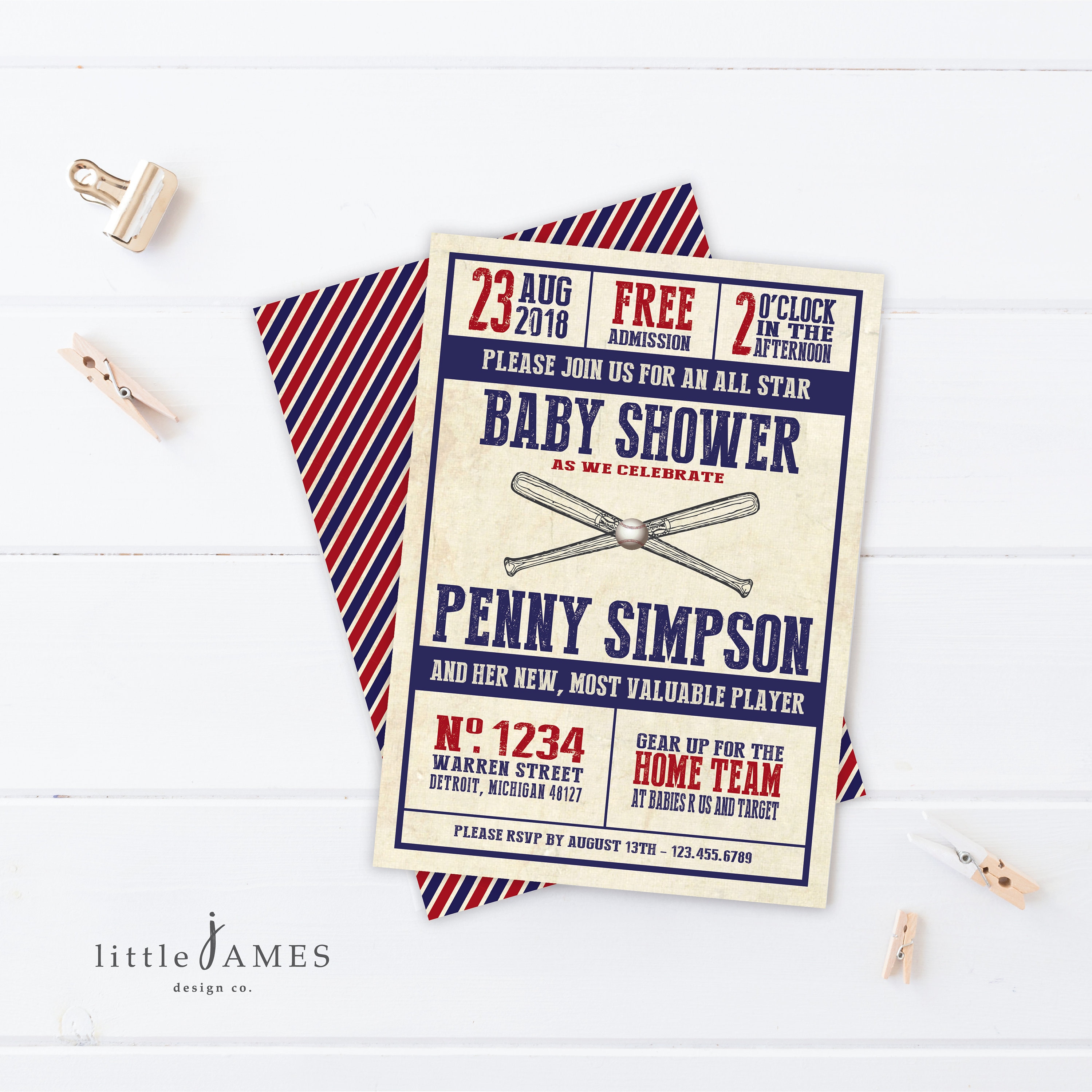 Vintage Baseball Baby Shower Invitation Baseball / Baby Etsy