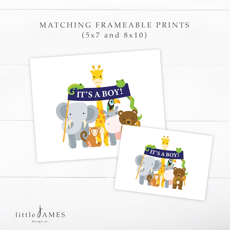 Zoo Animals Baby Shower Invitation Printable DIY Baby Boy Elephant Jungle Animals Giraffe Lion Bear Monkey