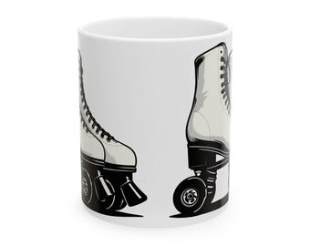 Retro rullskridsko-keramisk mugg - perfekt för rullskridskoåkare, presenter till skridskoåkare, kaffekopp, skridskodekor, roller derby