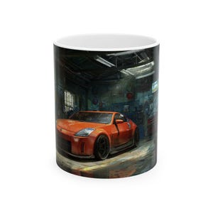 Ceramic Mug - 350z Mechanic Garage Lover Gift - Coffee Cup, Tea Mug, Novelty Drinkware, Automotive Engineer Present, Unique Workshop