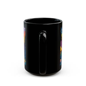 Psychedelic Forest with Bigfoot Mug | Black Ceramic Coffee Cup image 12