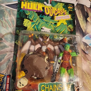 1997 ToyBiz - The Incredible Hulk Outcasts - Gamma Blasted Desert Mutants - Chainsaw With Launching Bat Attack Action!!!