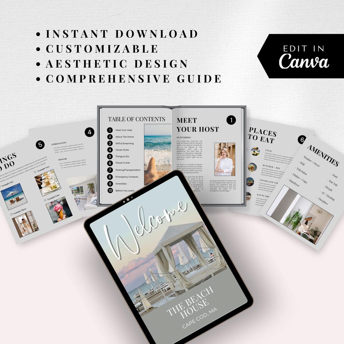 Airbnb Guide Template Editable Rental Property Book (digital